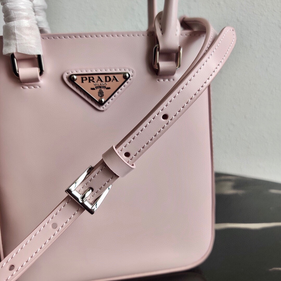 Prada Mini Leather Bucket Bag Shoulder Bag Alabaster Pink 1BA331